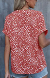 Red Floral V-Neck Blouse