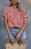 Red Floral V-Neck Blouse