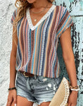Striped V-Neck Blouse