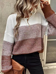 Rust Color Block Drop Shoulder Sweater