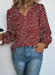 Brick Red Floral Blouse