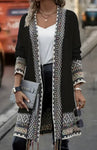 Tasseled Geo Print Cardigan