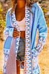 Geo Print Mid Length Cardigan