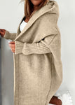 Khaki Oversized Hooded Knit Cardigan
