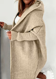 Khaki Oversized Hooded Knit Cardigan