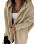 Khaki Oversized Hooded Knit Cardigan