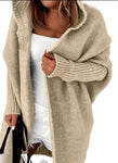 Khaki Oversized Hooded Knit Cardigan