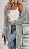 Grey Cable Knit Cardigan