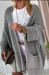 Grey Mid Length Knit Cardigan