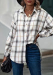 Plaid Print Button Front Lapel Shirt