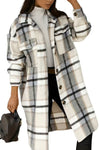 Cream Cozy Plaid Long Shacket