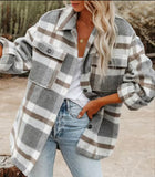 Grey Plaid Cozy Short Shacket