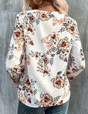 Floral Print Lace Trim Blouse