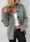 Grey Button Up Hooded Cardigan