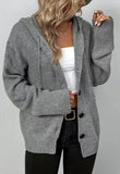 Grey Button Up Hooded Cardigan