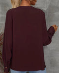 Burgundy V-Neck Blouse