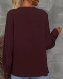 Burgundy V-Neck Blouse