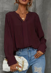Burgundy V-Neck Blouse