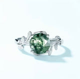 Green Moss Agate 925 Sterling Silver Ring