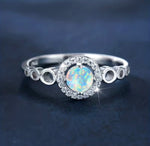 925 Sterling Silver Micro Pave Ring with White Opal