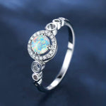 925 Sterling Silver Micro Pave Ring with White Opal