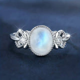 925 Sterling Silver Oval Moonstone Halo Ring