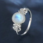 925 Sterling Silver Oval Moonstone Halo Ring