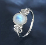 925 Sterling Silver Oval Moonstone Halo Ring