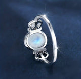 925 Sterling Silver Oval Moonstone Halo Ring