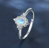 925 Sterling Silver Oval Moonstone Halo Ring