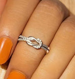 925 Sterling Siver Knot Shaped Inlaid Zircon Ring
