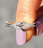 925 Sterling Siver Knot Shaped Inlaid Zircon Ring