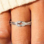 925 Sterling Siver Knot Shaped Inlaid Zircon Ring