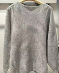 Grey Boat Neck Knit Sweater