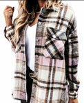 Pink & Brown Plaid Cozy Shacket