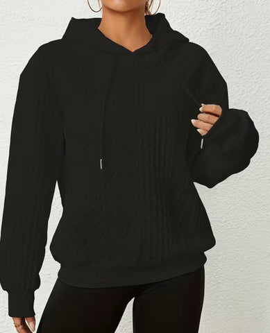 Black Textured Hoodie