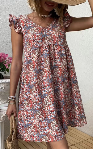 Pink Ditsy Floral Dress