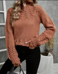 Dark Salmon Twisted Mock Turtle Neck Sweater