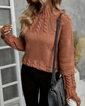Dark Salmon Twisted Mock Turtle Neck Sweater