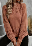 Dark Salmon Twisted Mock Turtle Neck Sweater