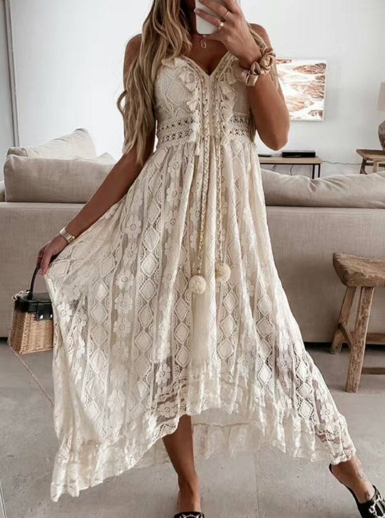 Cream Boho Spaghetti Strap Dress Cream Boho Spaghetti Strap Dress
