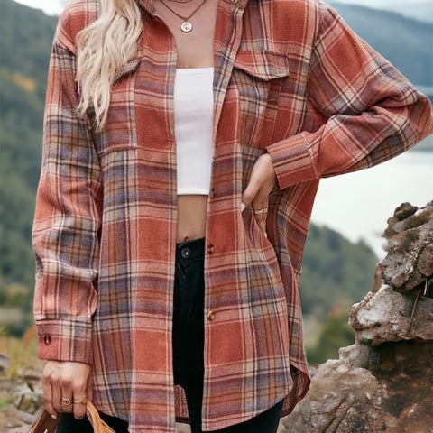 Rust Plaid Lightweight Flannel