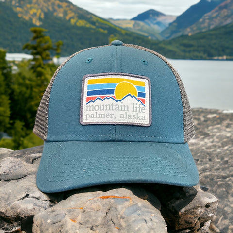 Mountain Life Palmer Alaska Patch Blue Trucker Hat