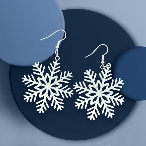 White Snowflake Laser Earring