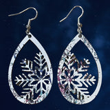 Large Teardrop Snowflake Laser Earring