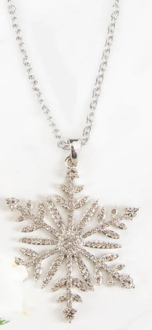 Silver Pave Snowflake Necklace
