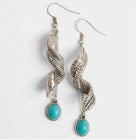 Spiral Feather Earings with Turquoise