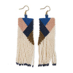 Charlotte Angles Beaded Fringe Earrings Navy