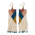 Charlotte Angles Beaded Fringe Earrings Peacock