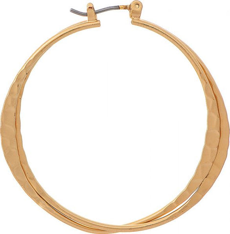 Gold Double Layer Wire Hoop Earring